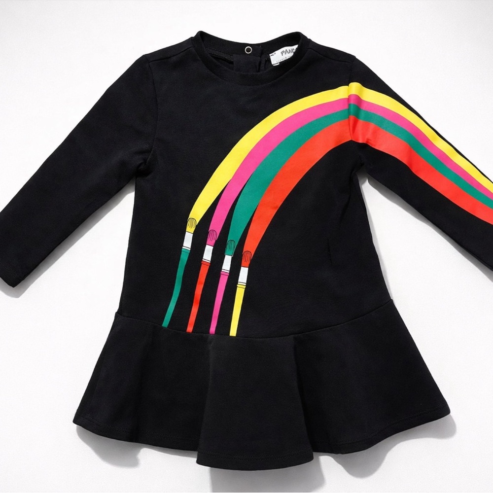 Black Paint Brush Dress - 6-12 months